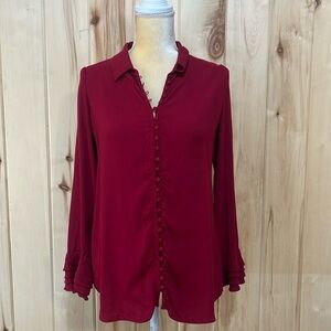 Soft Surroundings Red Button Down Blouse Size M